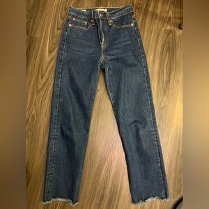 Levi Wedgie Straight Button Fly Raw Hem Crop 24